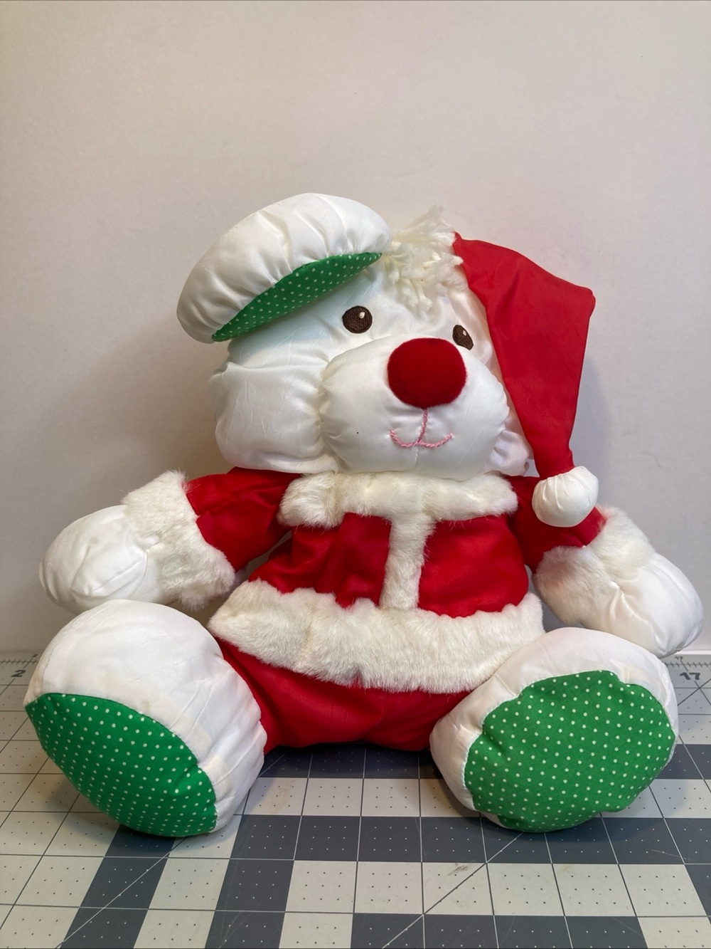 Vintage Fisher Price Baby Puffalump Christmas Bear Mouse Plush Toy 1992
